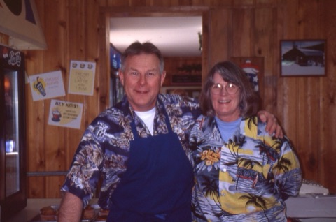 2000s Johnny Kowalski and Sandy Solberg Tacky Attire in kitchen