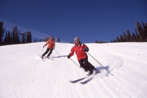 2000s Shannon Hubbard and Jake Zander sking together
