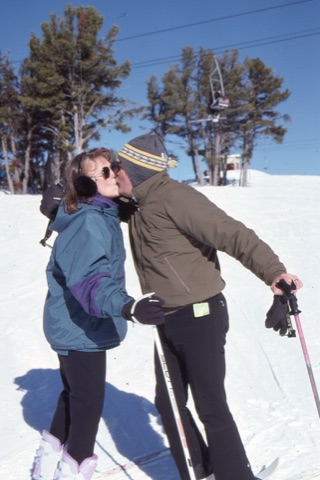 2000s unknown woman and man kissing near top of mountain