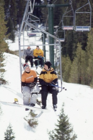 2001 Kadie Golberg, Kayla Wildan in front, Maria Marchi, Marti Alltucker in back on double chair