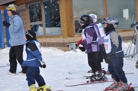2009 Ben Haugan with ski school class at Top Rock