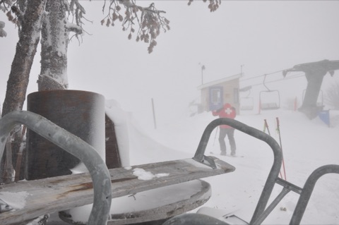 2009 Eric Held Ski Patrol with top Triple chair in background