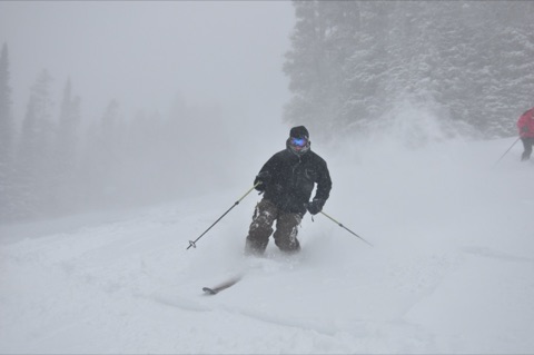 2009 Josh Paddock Telemark skiing in snowstorm