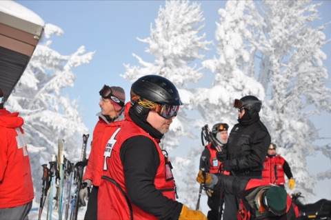 2010 Ski Patroler on top of mountain