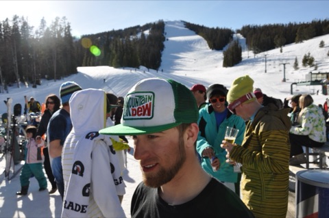 2011 Brian Petzak with Mountain Dew hat on at terrain park awards ceremony