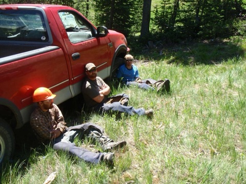 2011 Jesse Gregory, Spencer Paul, Jamie Gregory taking break by truck