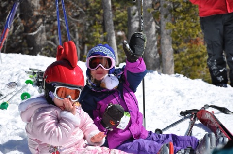 2011 Sevyn Hocevar, Kaleigh WIllett sitting in snow