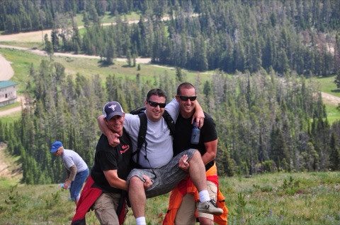 2012 Steve Grochelle, Matt Hall, unknown man carrying Matt up hill at Dick Halls memorial