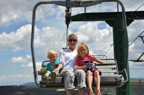 2013 Hurley Willett, Margie Willett, Kaleigh Willett on triple chairlift near top