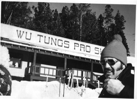 1977 George Willett in front of Wu Tungs Rental Shop