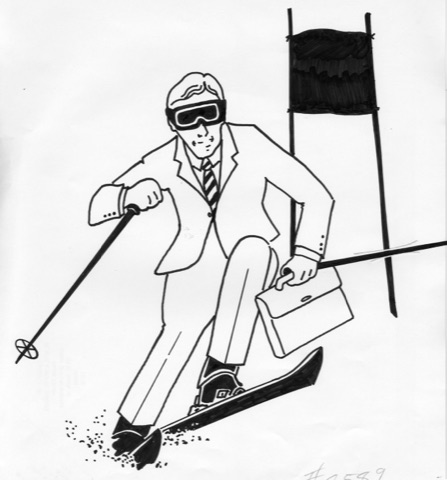 Graphic-Bussiness man skier art