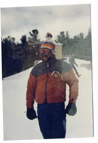 1990s Terry Stevenson Ski Patrol on top the mountain
