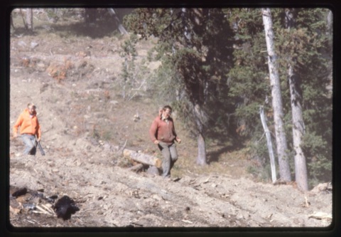 1978 Triple Chairlift Construction Joe Pinski, Jim Hoxter walking down