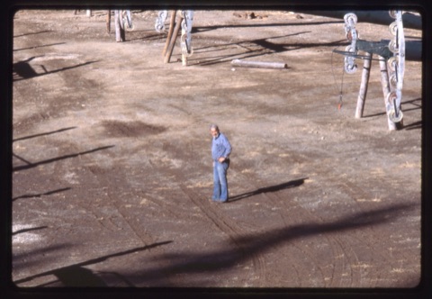 1978 Triple Chairlift Construction Man in parking lot
