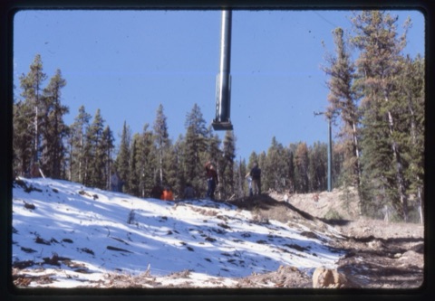 1978 Triple Chairlift Construction Tower landing on foundation pad