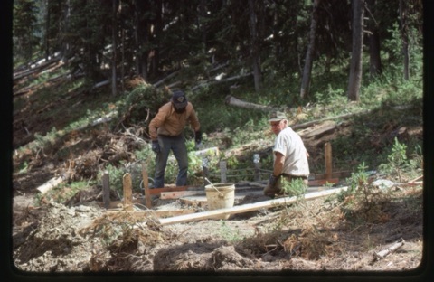 1978 Triple Chairlift Construction guys preparing foundation for tower