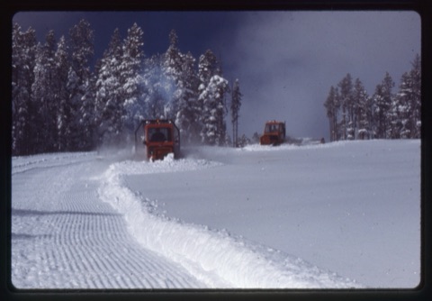 1979 2 snowcats grooming run