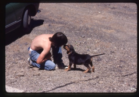 1981 Fred the dog with a kid