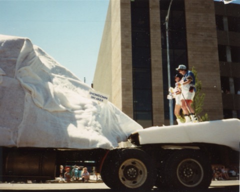 1990s Great Falls — Parade float in downtown GF