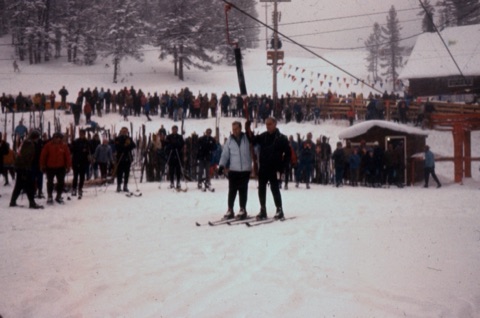 1963 Dr. Earl Hall, Governor Tim Babcock — The T-Bar — Huge group of people at the T-Bar Dedication Ceremony