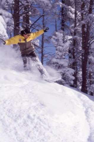 2002 Snowboarder in Yellow Coat