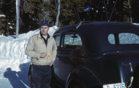 1950's Man with Car at King's Hill