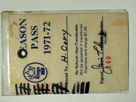 1971-72 Harlan Cory back Season Pass