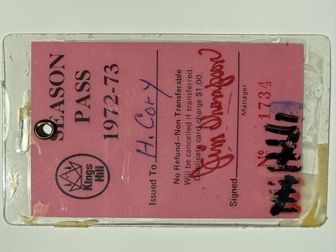 1972-73 Harlan Cory back Season Pass