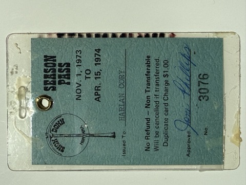1973-74 Harlan Cory back Season Pass
