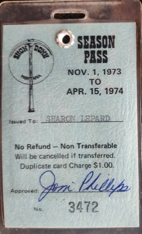 1973-74 Sharon Lepard, back Season Pass