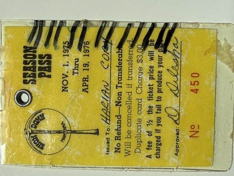 1975-76 Harlan Cory back Season Pass