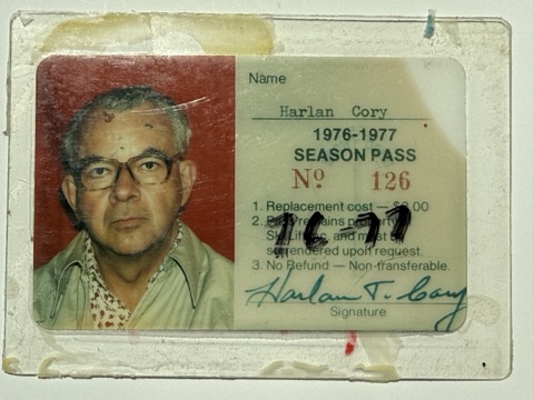1976-77 Harlan Cory front Season Pass