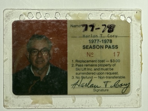 1977-78 Harlan Cory front Season Pass