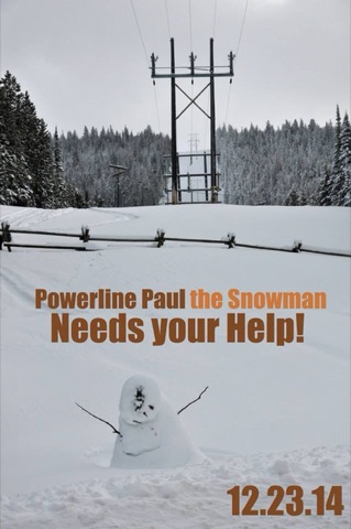 2014 Help Powerline Paul the Snowman Facebook Post from 12-23-2014