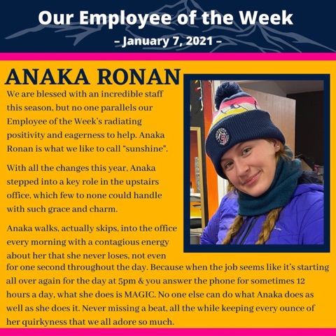 2021 Anaka Ronan — Employee of the week Facebook Post from 01-07-2021
