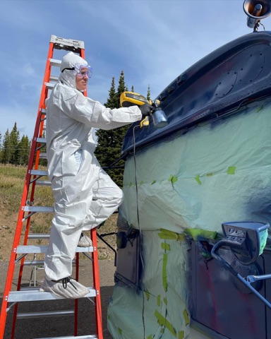 2021 William Gold — Parking Lot — Painting the pizza bus! Facebook Post from 09-13-2021