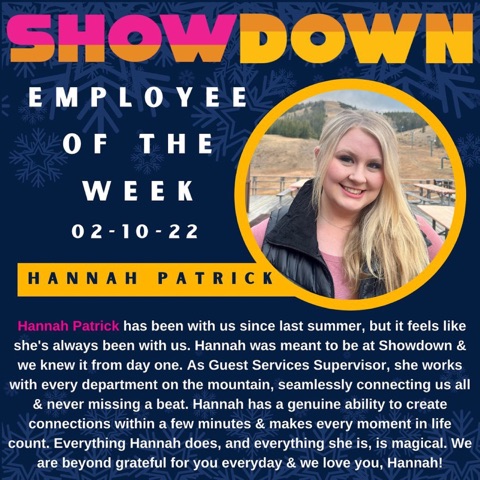 2022 Hannah Patrick — Employee of the week Facebook Post from 02-10-2022