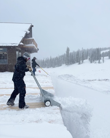 2022 Seth Abbott, Bradley Best — Lodge Deck — First Shovel on the new deck Facebook Post from 11-14-2022