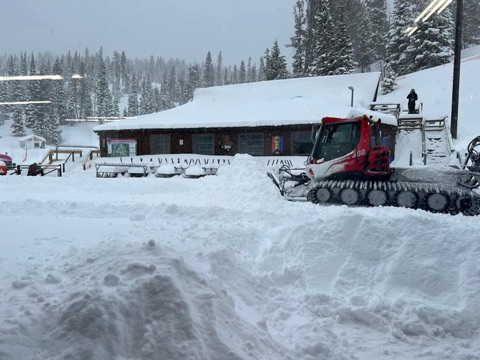 2023 The Lodge Deck — Testing out the new deck! 56" storm cleanup Facebook Post from 02-20-2023