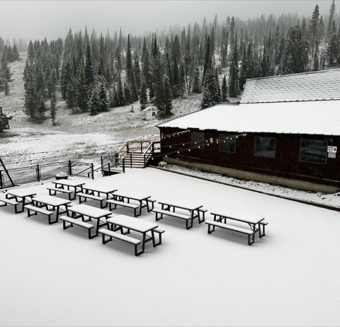 2023 Lodge Deck — First Snow! Facebook Post from 09-21-2023