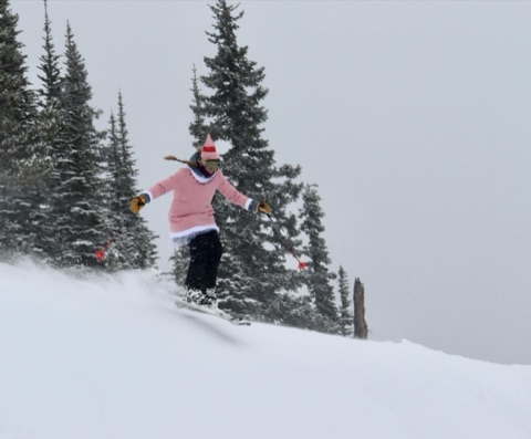 2023 Anna Broquist — Quicksilver — Ski with Santa Facebook Post from 12-25-2023