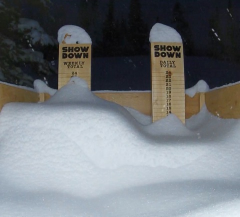2025 Snow total board — Fresh overnight powder Facebook Post from 04-01-2025