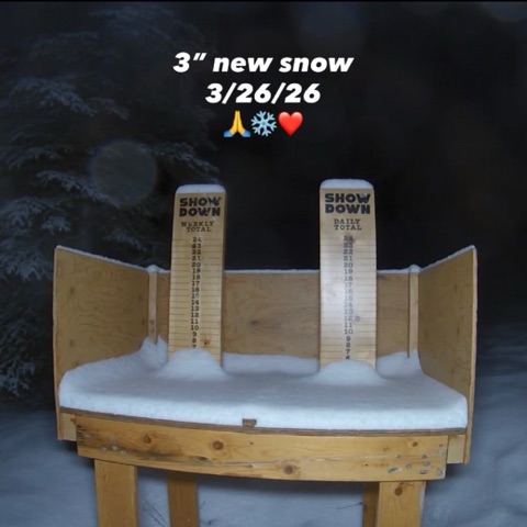 2026 Snow total board — Fresh overnight powder Facebook Post from 03-26-2026