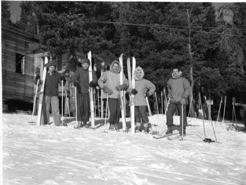 1938 Harlan Cory — The Warming Hut — Group of Skiers
