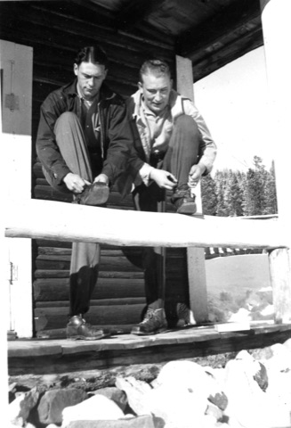 1939 Roscoe, Rowe tying their boots - Donated by Donna Wahlberg
