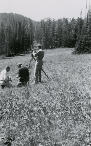 1951 3 Men Surveying for new lift tow