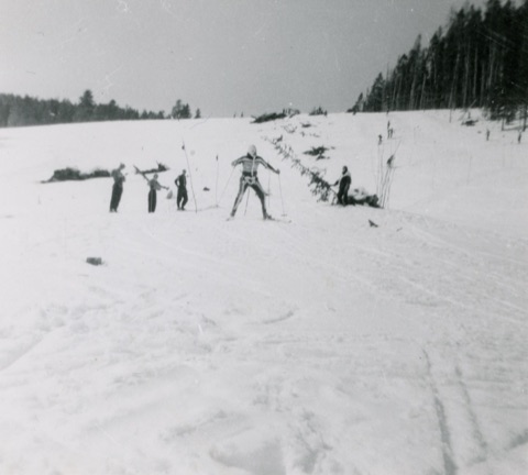 1951 Jack Throckmorton — Skiing in a skeleton costume