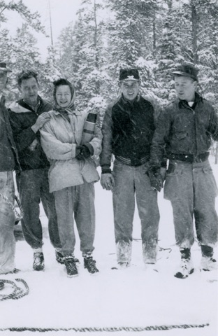 1951 Will Reynolds, Lois Reynolds, Earl Tucker, Bill Casey — Friends in a snow storm