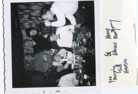 1961 Geo Murphy, Ted Hansen, Ed Schenck, Nancy Montgomery at Bierstube party