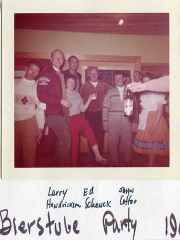 1961 Larry Hendrickson, Ed Schenck, John Coffee at Bierstube Party